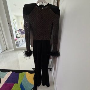 NADINE MERABI Black Sequin Top